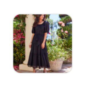 Karen Kane Black Tiered Poof Sleeve Dress